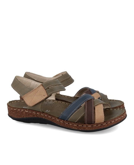 Khaki sandals Walk & Fly Mediterraneo 3861 43170