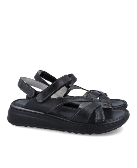 Flat black sandal Walk & Fly Gaia 3204 48510