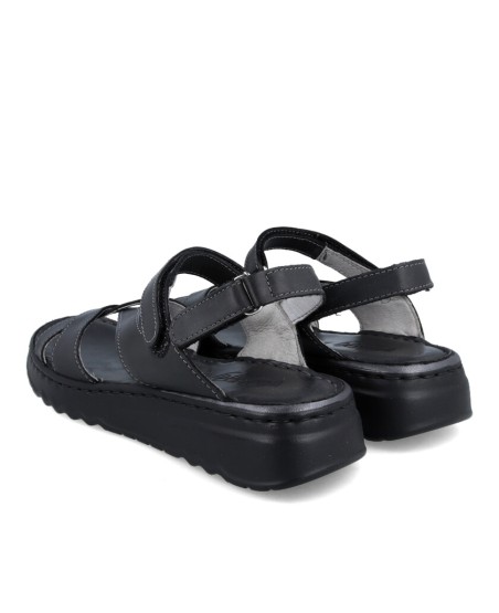 Flat black sandal Walk & Fly Gaia 3204 48510 A3