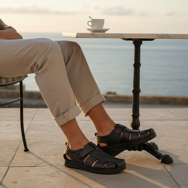 Sandalias piel Walk  NERO - 08_legs_2