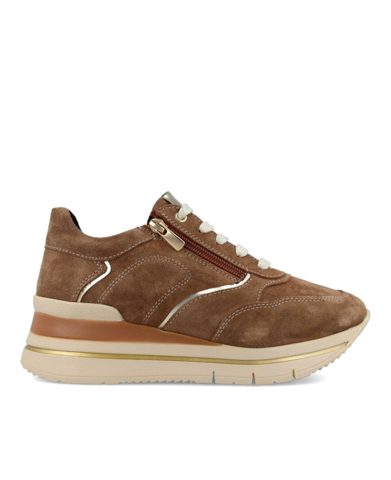 Zapatillas piel marron online mujer